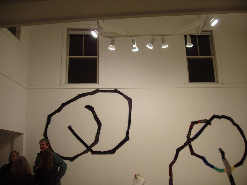 Installation with sock drawings